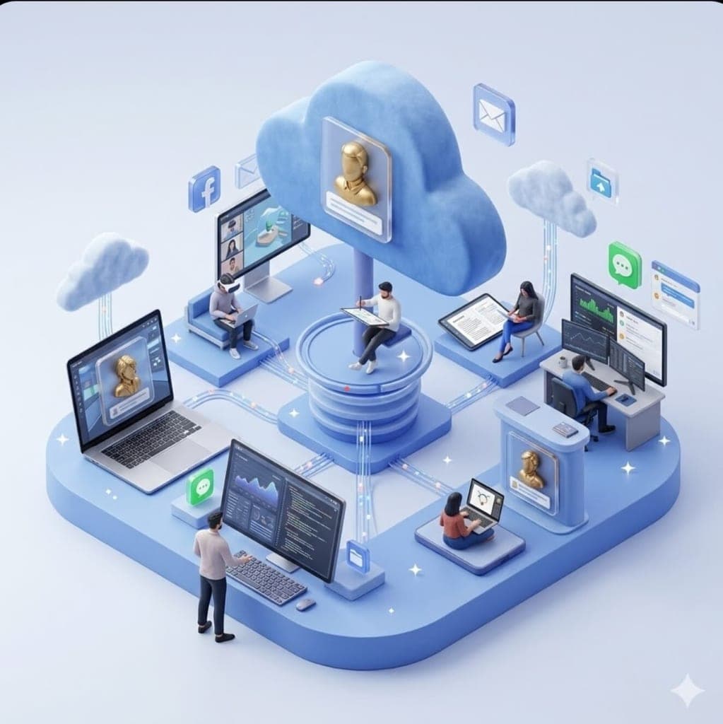 3D IT & Software Cloud Infrastructure Graphic